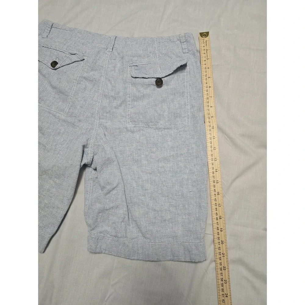 J Crew Shorts Mens 34 Blue White‎ Striped Linen Cotton Summer Casual Lightweight